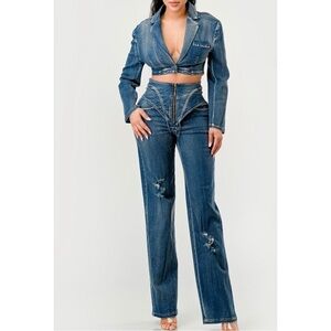 Blue Denim Women's Jeans Set